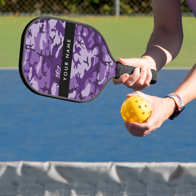 Purple Camouflage Your name Personalise Pickleball Paddle (Insitu)
