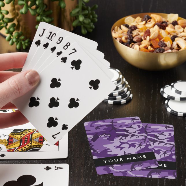 Purple Camouflage Your name Personalise Playing Cards (In Situ)
