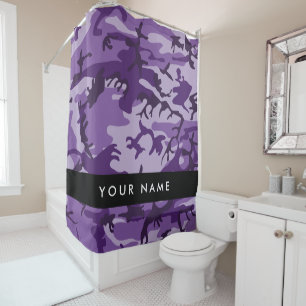 Purple Camouflage Your name Personalise Shower Curtain