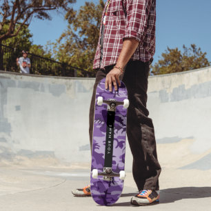 Purple Camouflage Your name Personalise Skateboard