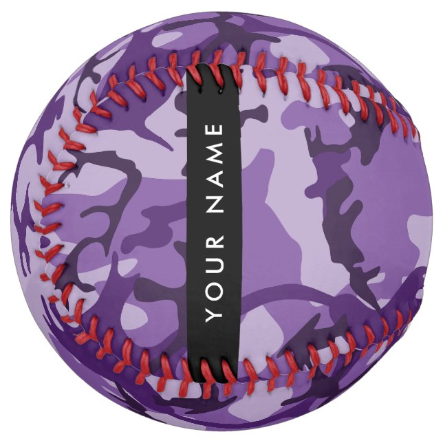 Purple Camouflage Your name Personalise Softball (Front Left)