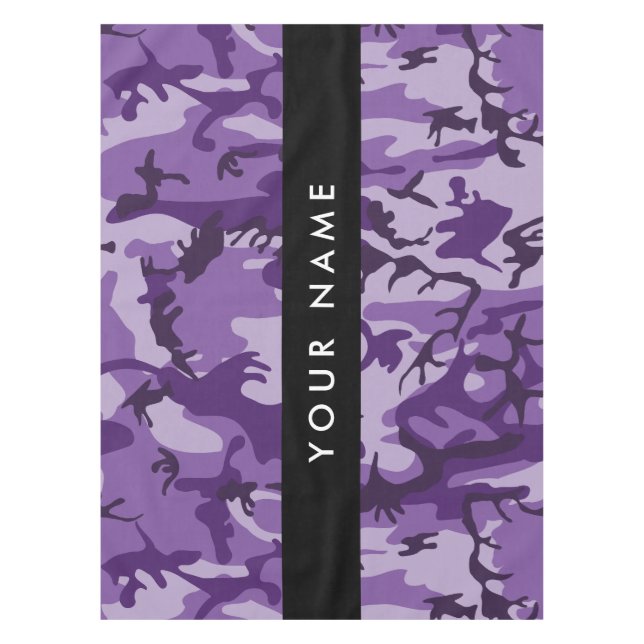 Purple Camouflage Your name Personalise Tablecloth (Front)
