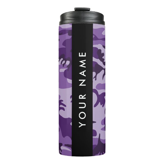 Purple Camouflage Your name Personalise Thermal Tumbler (Front)