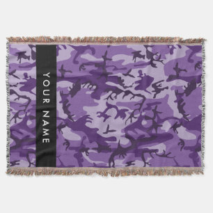 Purple Camouflage Your name Personalise Throw Blanket