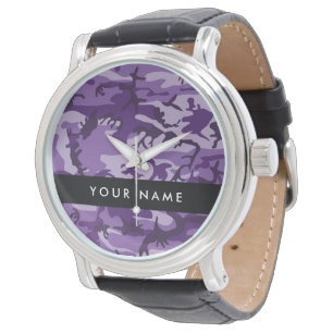 Purple Camouflage Your name Personalise Watch
