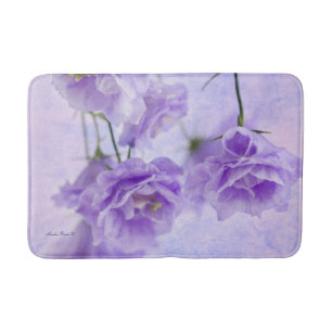 Purple Campanella Flowers Macro  Bath Mat