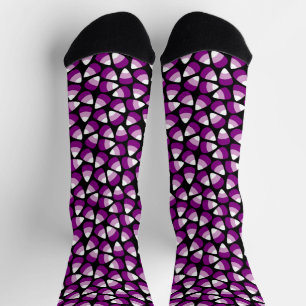 Purple Candy Corn on Black Eccentric Halloween Socks