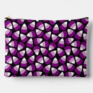 Purple Candy Corn on Black Halloween Accessory Pouch