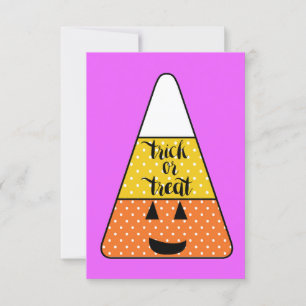 Purple Candy Corn Trick or Treat Halloween Card
