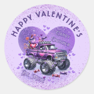 Purple Candy Crusher Be Mine Monster Truck Classic Round Sticker
