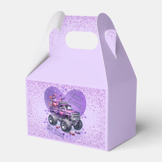Purple Candy Crusher Be Mine Monster Truck  Favour Box (Front Side)