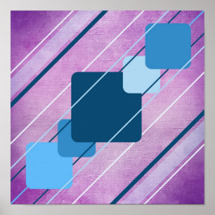 Purple Canvas Blue Geometric AP0010 Posters
