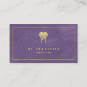 Purple Canvas Golden Frame & Tooth -  Dentist Appointment Card