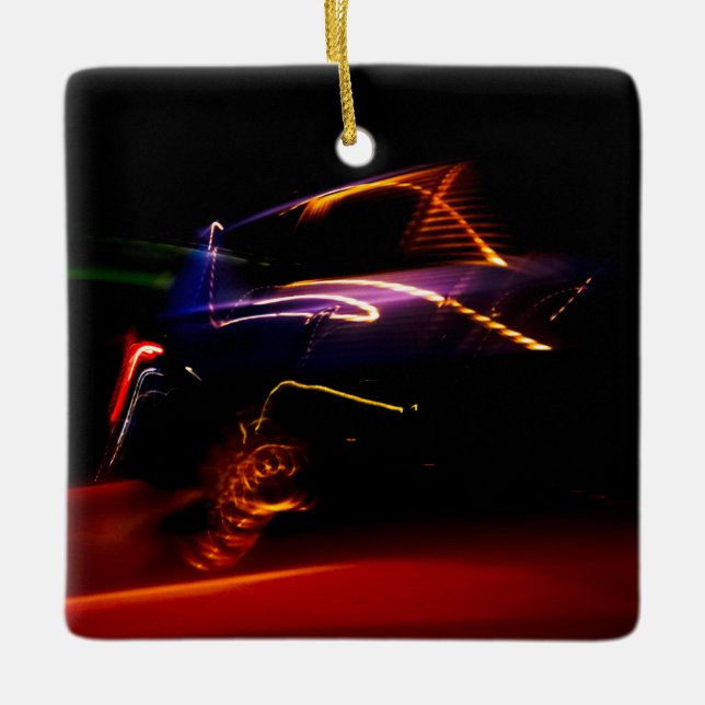 purple car dance ceramic ornament (Front)