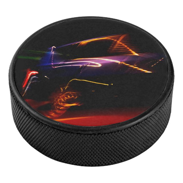purple car dance hockey puck (3/4)
