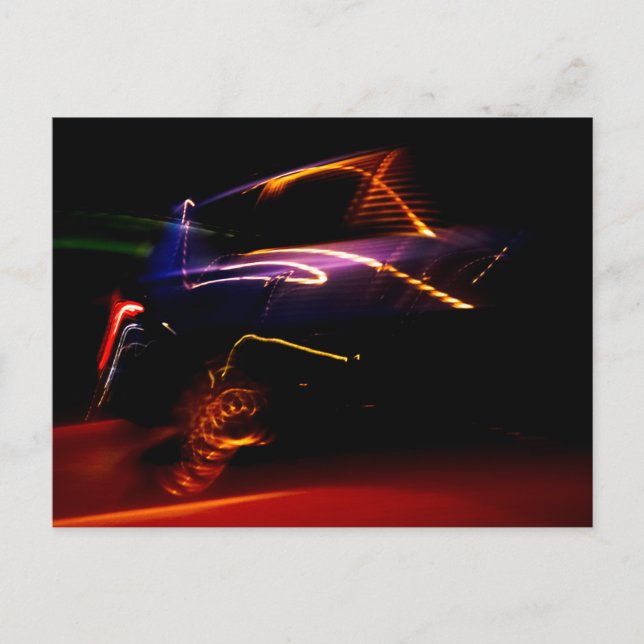 purple car dance holiday postcard (Front)