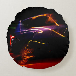 purple car dance round pillow