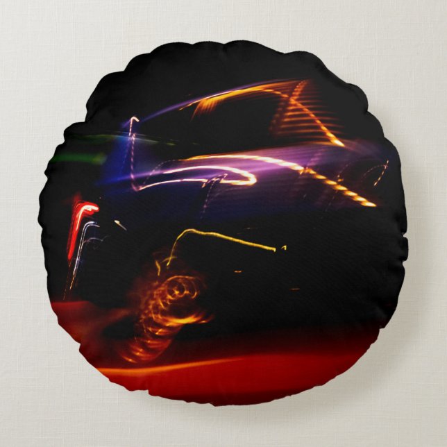 purple car dance round pillow (Front)