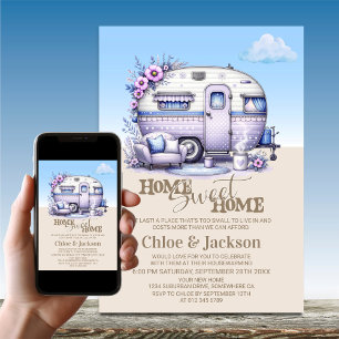 Purple Caravan Funny Housewarming Party Invitation