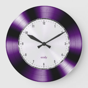 Purple Carbon Fibre Metallic Look Large Clock