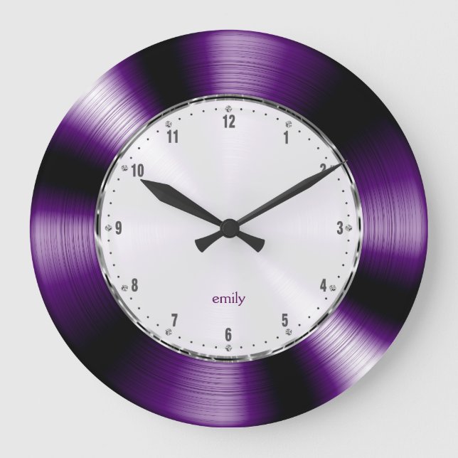 Purple Carbon Fibre Metallic Look Large Clock (Front)