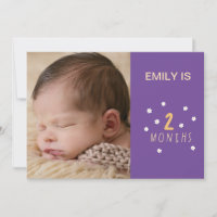 purple card 2 months old daisy flowers with photo