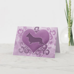 Purple Cardigan Welsh Corgi Valentine's Day Card