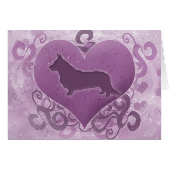 Purple Cardigan Welsh Corgi Valentine's Day Card