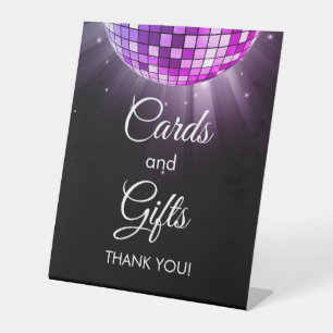 Purple Cards and Gifts 70's Disco Ball Pedestal Sign