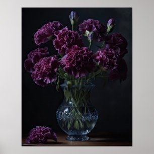 Purple Carnation Flowers Art Print Poster