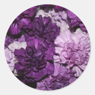 Purple Carnations Flowers Arrangement Classic Round Sticker