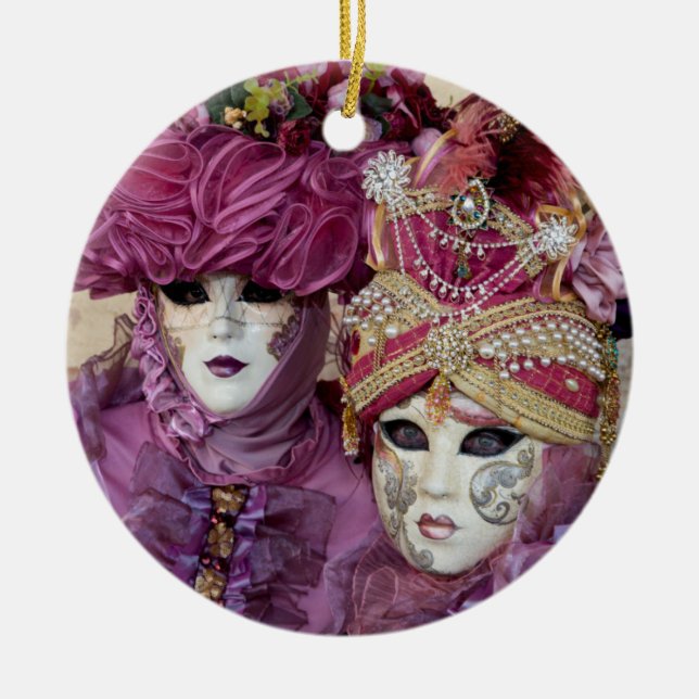 Purple Carnival costume, Venice Ceramic Tree Decoration (Front)