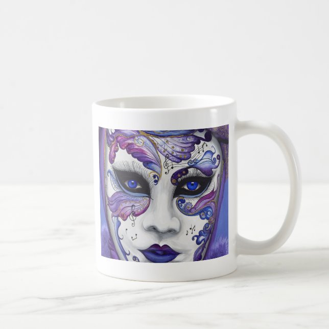 Purple Carnival Mask by PSOVART Coffee Mug (Right)