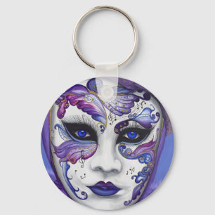 Purple Carnival Mask by PSOVART Key Ring