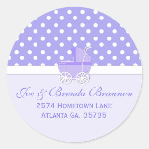 Purple Carriage and Polka Dots Address Stickers