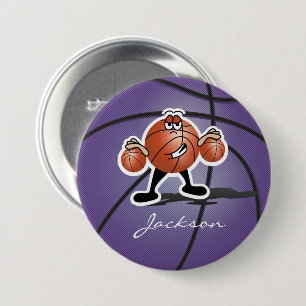 Purple Cartoon Basketball Guy   Personalise 7.5 Cm Round Badge