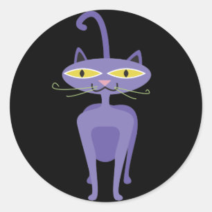 purple cartoon cat stickers
