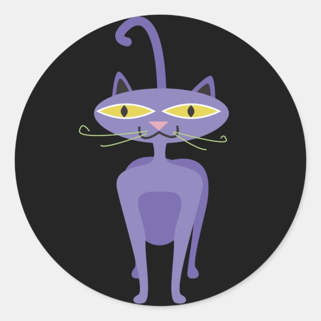purple cartoon cat stickers (Front)