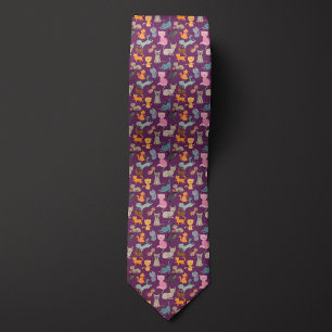 Purple Cartoon Cats Montage Tie