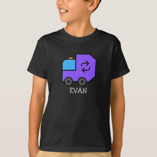 Purple Cartoon Garbage/Recycle Truck w/ Kids Name T-Shirt