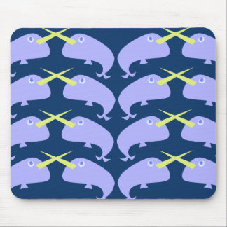 Purple Cartoon Narwhal Pair Character Design Mouse Mat