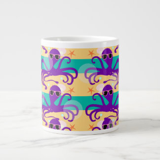Purple Cartoon Octopus Underwater Fun Design Large Coffee Mug