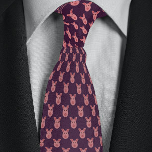 Purple Cartoon Pig Farmers Tie