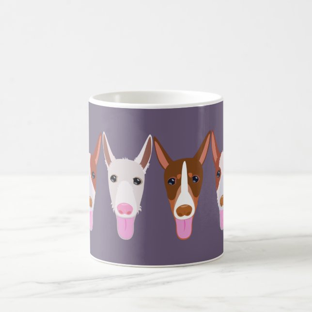 Purple Cartoon Podenco Dog Faces Coffee Mug (Center)