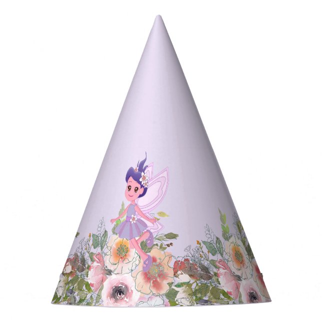 Purple Castle Fairytale Birthday Theme with Fairy  Party Hat (Front)