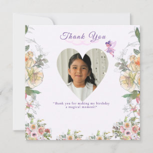Purple Castle Fairytale Birthday Theme with Fairy Thank You Card