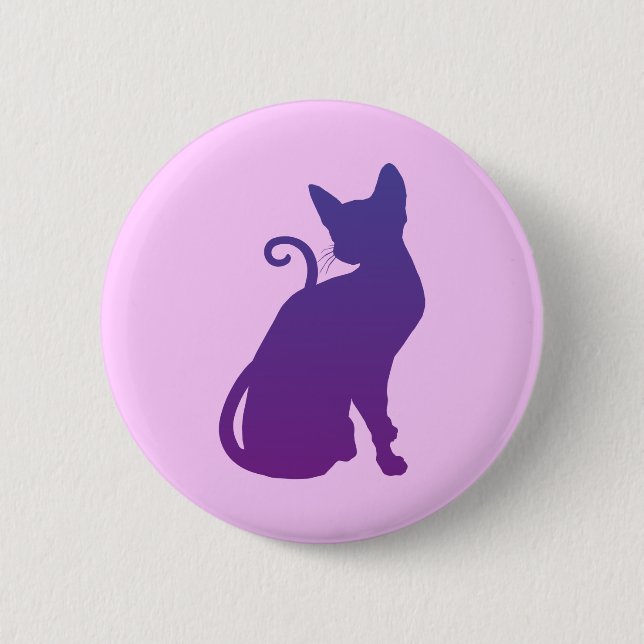 Purple Cat 6 Cm Round Badge (Front)