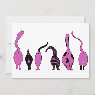 Purple Cat Butts Invitation