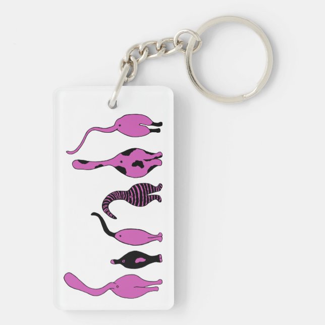 Purple Cat Butts Key Ring (Back)