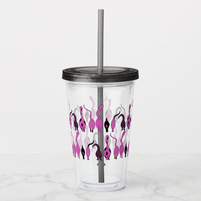 Purple Cat Butts Pattern Acrylic Tumbler (Front)